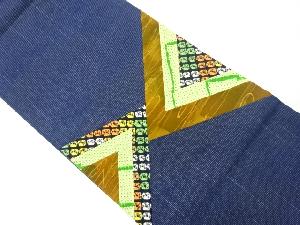 リサイクル　手織り紬絞り切り嵌め菱模様名古屋帯